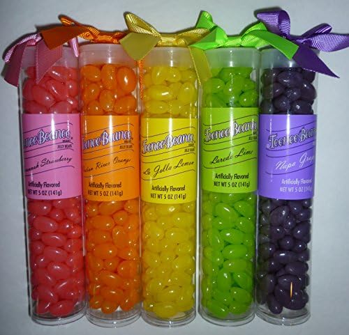 Teenee Beanee Jelly Bean Bundle of 5 Flavors: Savannah Strawberry, Indian River Orange, La Jolla Lemon, Laredo Lime, Napa Grape, 5 oz each