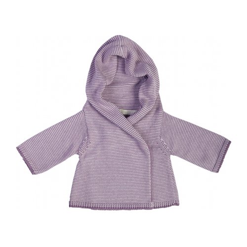 Toffee Moon Baby Hooded Shawl Cardigan Pale Pink and Heather Stripe - Pink