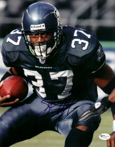 Shaun Alexander Autographed/Hand Signed Seattle Seahawks 8x10 Action Photo