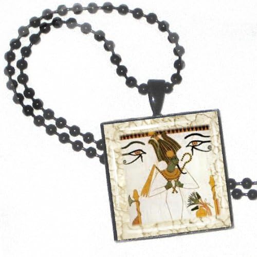 Egyptian Orisis on Crystal and Black Pendent with 24" Black Ball Chain - Made in the USA