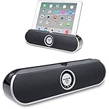 Inateck® Tragbarer Bluetooth Lautsprecher Mini Wireless Speaker für Apple iPad iPhone , Smartphones, Samsung Galaxy Tab, Google Nexus, Lenovo Tab, Kabellos Bluetooth Boxen + Ständer Halter für Tablets, Integrierte Mikrofon, Schwarz