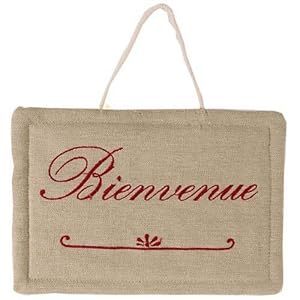 Bienvenue embroidered small room or door hanger, French vintage design