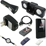 Ultimate Premium Accessory Bundle Combo for Microsoft Zune 80GB / 120GB Series MP3 Player: Black Silicone Skin Case Cover, USB 2in1 Data Sync Cable, USB Car Charger, USB Wall / Travel / AC Adapter Charger, 3.5mm Auxillary Retractable Cable, Belt Clip, Arm