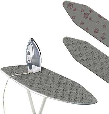 Grey Silicone Ironing Board Cover + Pad, Scorch-Resistant 15" x 54", Colors May Vary Monotone Color Flower Pattern