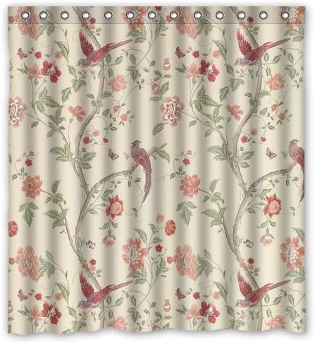 Necessity shower5 Shower Curtain with Summer Palace Cranberry Design 100% Waterproof & Eco-Friendly Large Size(66" Wide x 72" Long)