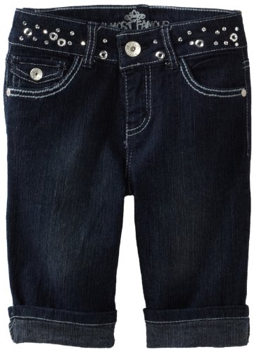 Almost Famous Girls 7-16 Fashion Grommet Denim Bermuda Short, Dark Night, 12