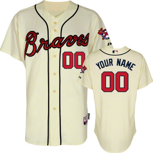 Atlanta Braves Majestic -Personalized With Your Name- Alternate Ivory Authentic Cool Baseâ
