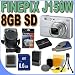 Fujifilm Finepix J150W 10.0MP 5x Optical Zoom Digital Camera (Silver) BigVALUEInc Accessory Saver 8GB NP50 Lithium Battery/Rapid Charger Bundle + MORE