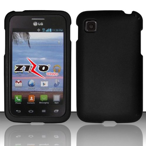 LG OPTIMUS DYNAMIC 2 L39C BLACK FULL RUBBERIZED COVER SNAP ON HARD CASE from [ACCESSORY ARENA]