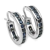 1.80 Carat Genuine Blue Sapphire .925 Silver Earrings