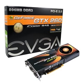 EVGA 896-P3-1265-AR GeForce GTX260 Core 216 896MB DDR3 PCI-Express 2.0 Graphics Card with Lifetime Warranty
