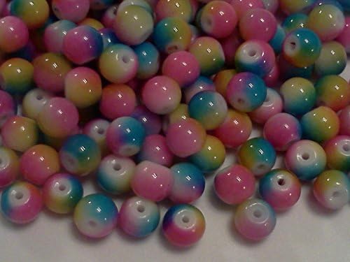150 Pc Glass Rainbow Beads, 8mm Round