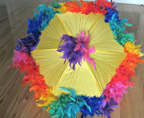 Rainbow Second Line Umbrella on YELLOW New Orleans Second Line Parasol