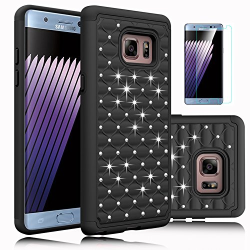 Galaxy Note 7 Case, EC™ Dual Layer Studded Rhinestone Bling Hybrid Diamond Shockproof Case Cover for Samsung Galaxy Note 7/ Galaxy Note 6/ Samsung SM-N930F (Black)