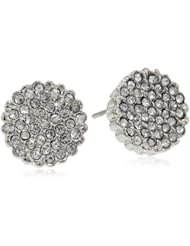 Betsey Johnson "Crystal Rhodium" Pave Round Stud Earrings
