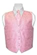 Covona BOY'S Solid PINK Paisley Design Dress Vest NeckTie Set