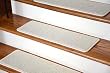 Dean Serged DIY Carpet Stair Treads (13) - Buff Ivory/Beige Plush 27" X 9" with Double-Sided Tape Included