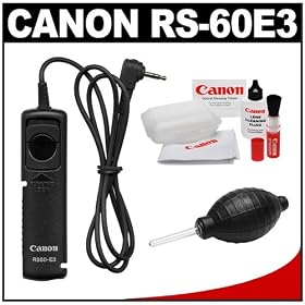 Canon RS-60E3 Remote Switch Shutter Release Cord + Cleaning Kit for EOS Rebel T1i, T2i, XSi, XS, XTi & XT Digital SLR Cameras