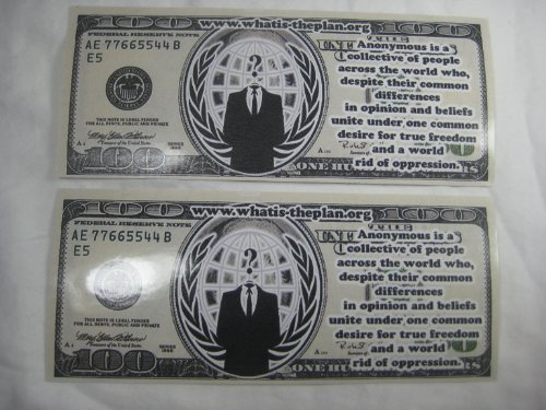 masks guy fawkes Discount Anonymous $100 LULZ Bills play money stickers decals x 2 LULZSEC