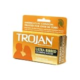 Trojan Ultra Ribbed Latex Condoms Lubricated Trojan Condoms 12 ea, BULK PACK