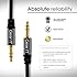 3.5mm Aux Cable, GearIT 3.5mm Auxiliary Audio Stereo Cable (25 Feet 7.62 Meters) Male to Male Beveled Step Down Gold Plated Connectors Black