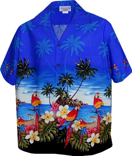Womens Parrots Beach Border Hawaiian Shirt