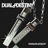 [DUAL∞DESTINY] ステンレス ジュエリー cz DIAMOND LINE ペンダント(メンズ ブラック レディース　ピンクゴールド　ペアセット)