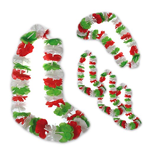 5x Hawaiikette Blumenkette Aloha Kranz 45 cm Italien Flagge WM EM Fanartikel JEB