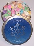 Gourmet Food : Scott's Cakes Assorted Nougat Salt Water Taffy in a Snowflake Tin