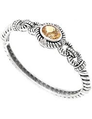Sterling Silver Genuine Green Citrine Hinged Bangle