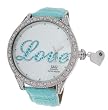 Q&Q WOmen's Jumbo Love Watch With Leather Strap Band GP23-311Y