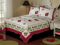 Lady Bug Yard Full / Queen Size Quilt with 2 Shams