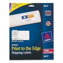 Avery Print-To-The-Edge Labels for Laser Printers, 2 x 3.75 Inches,  200 Labels per Pack (06873)