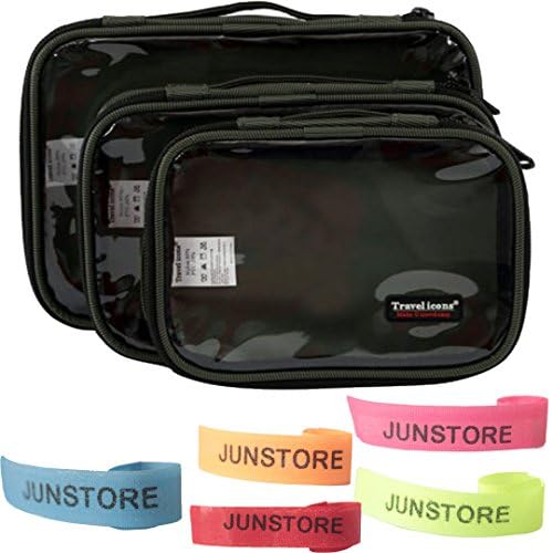 Waterproof 3pcs/set Portable Electronic Accessories Travel Organizer Case with Five Cable Tie(Dark Green)