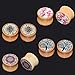 Longbeauty 4 Pairs Organic Wood Double Flared Ear Tunnels Expander Plugs Stretcher Piercings