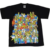 Simpsons Crowd with Glow in the Dark Homer Mens T-Shirt