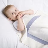 from MillaMia MillaMia Knitting Kit Gift Set Lena Baby Blanket in Extrafine Merino Wool in Snow and Forget me not
