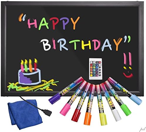 LED Illuminated Writing Erasable Message Board with Scratch Proof Acrylic Panel and Accessories (Small 16"x24")(A Complete Set-6 8mm Fluorescent Marker Pens Included)