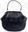 NEW LUX DE VILLE DELUXE CLUTCH BAG BLACK VINYL WITH ANCHORS & STARS EMBOSSED PURSE HANDBAG ROCKABILLY RETRO PUNK