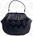 NEW LUX DE VILLE DELUXE CLUTCH BAG BLACK VINYL WITH ANCHORS & STARS EMBOSSED PURSE HANDBAG ROCKABILLY RETRO PUNK