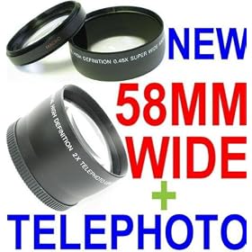 ~58mm Wide Angle + 58mm Telephoto lens Kit! ~ INCLUDES Lens bags! for Canon Rebel T1I XT XS XSi XTi + Any Camera With 58mm Filter Threads!
