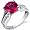 Solitaire Style 2.50 carats Ruby Ring in Sterling Silver Rhodium Finish Size 7, Available in Sizes 5 thru 9
