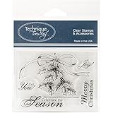 Technique Tuesday Stamps, 3 by 4-Inch, Bow and Holly, Clear