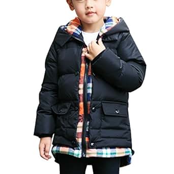 Amurleopard doudoune longue enfant garcon a capuche epaisse imprime