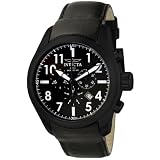 Invicta Men’s Force Collection Chronograph Black Ion-Plated Black Leather Watch #6441