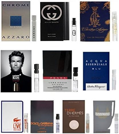 10 Men's Cologne Samples Vials Set Prada, Hermes, Salvatore Ferragamo