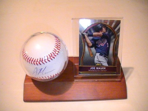 Joe Mauer Minnesota Twins Signed Autographed Baseball & Wood Case Plus Card Coa