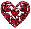 Ruby Red Diamante Heart Brooch - Wedding Anniversary or Lovers Gift