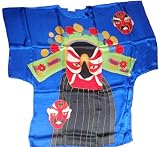 100% SILK KAFTAN CAFTAN ROBE DRESS, Chiense Painting, BLUE, BEIJING OPERA