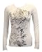 White Thermal Top with Designed Silk Screen with Silver Foil